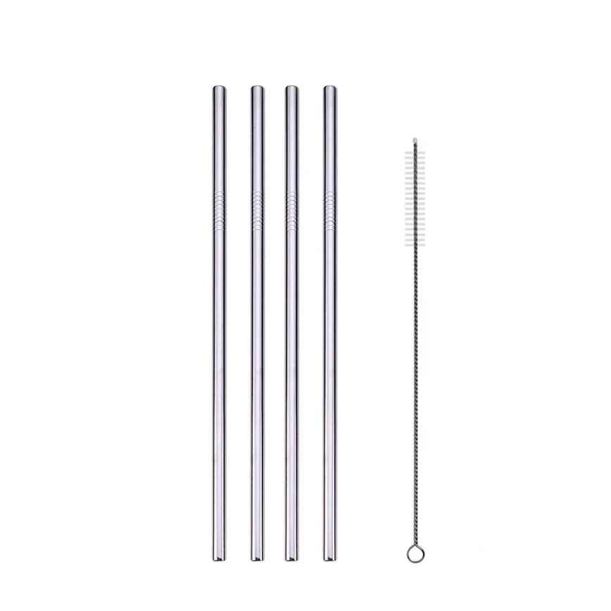 UPORS Reusable Stainless Steel Drinking Straws Set – 304 Metal Straws with Brush & Pouch (Straight & Bent