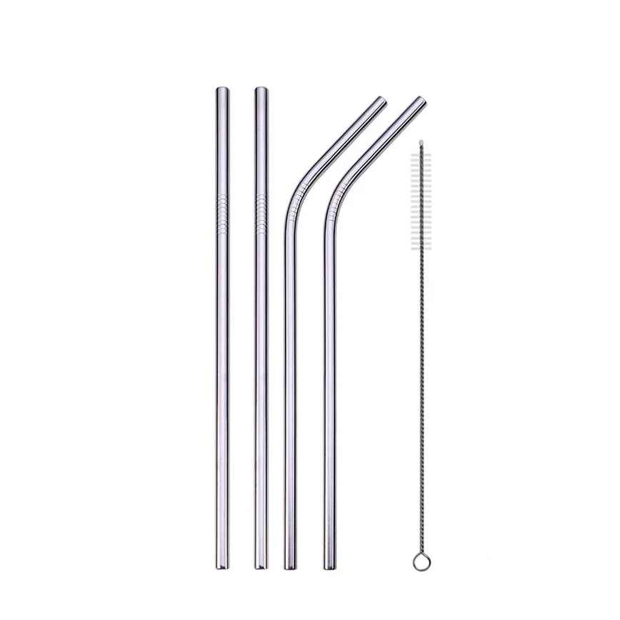 UPORS Reusable Stainless Steel Drinking Straws Set – 304 Metal Straws with Brush & Pouch (Straight & Bent