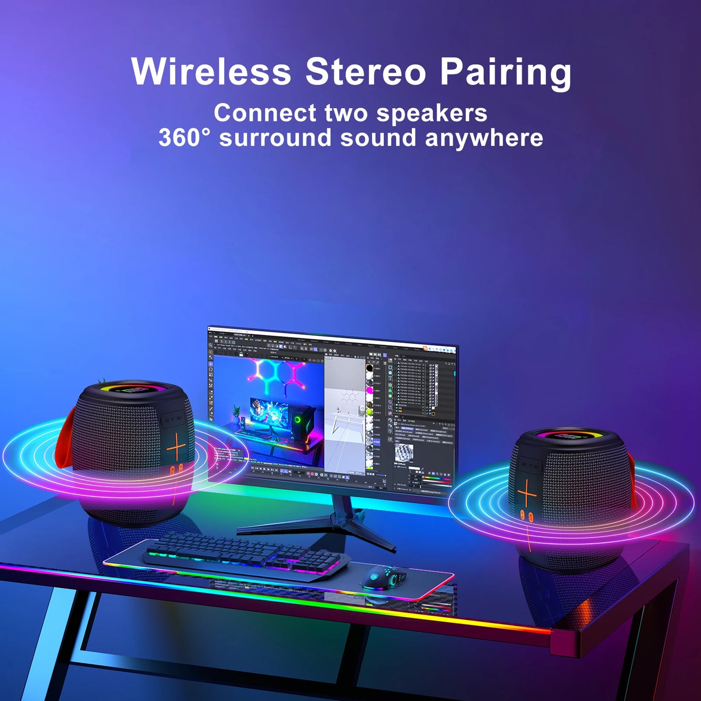 Portable Bluetooth Speaker with Lights