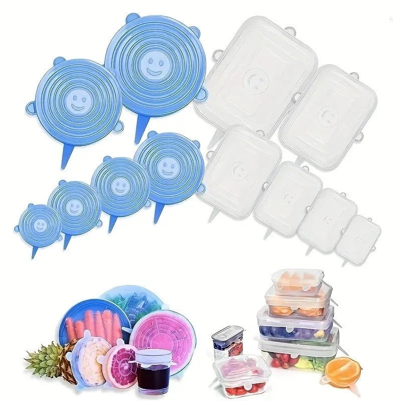 6 Pcs Silicone Stretch Lids Set – Reusable Food Storage Covers for Bowls, Cups & Containers