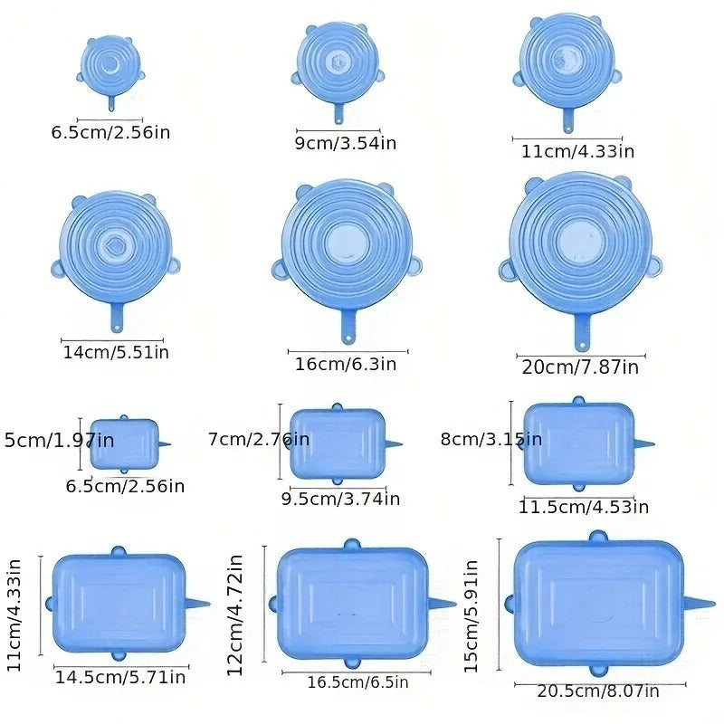 6 Pcs Silicone Stretch Lids Set – Reusable Food Storage Covers for Bowls, Cups & Containers