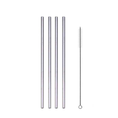 UPORS Reusable Stainless Steel Drinking Straws Set – 304 Metal Straws with Brush & Pouch (Straight & Bent