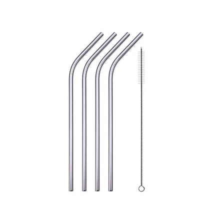 UPORS Reusable Stainless Steel Drinking Straws Set – 304 Metal Straws with Brush & Pouch (Straight & Bent
