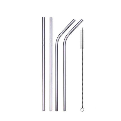 UPORS Reusable Stainless Steel Drinking Straws Set – 304 Metal Straws with Brush & Pouch (Straight & Bent