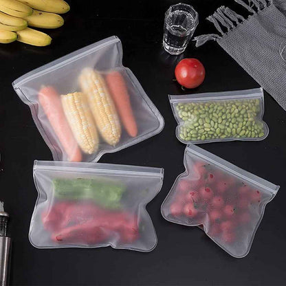 10 Pcs Reusable Silicone Food Storage Bags – Leakproof Stand-Up Zip Containers for Fresh Food & Snacks