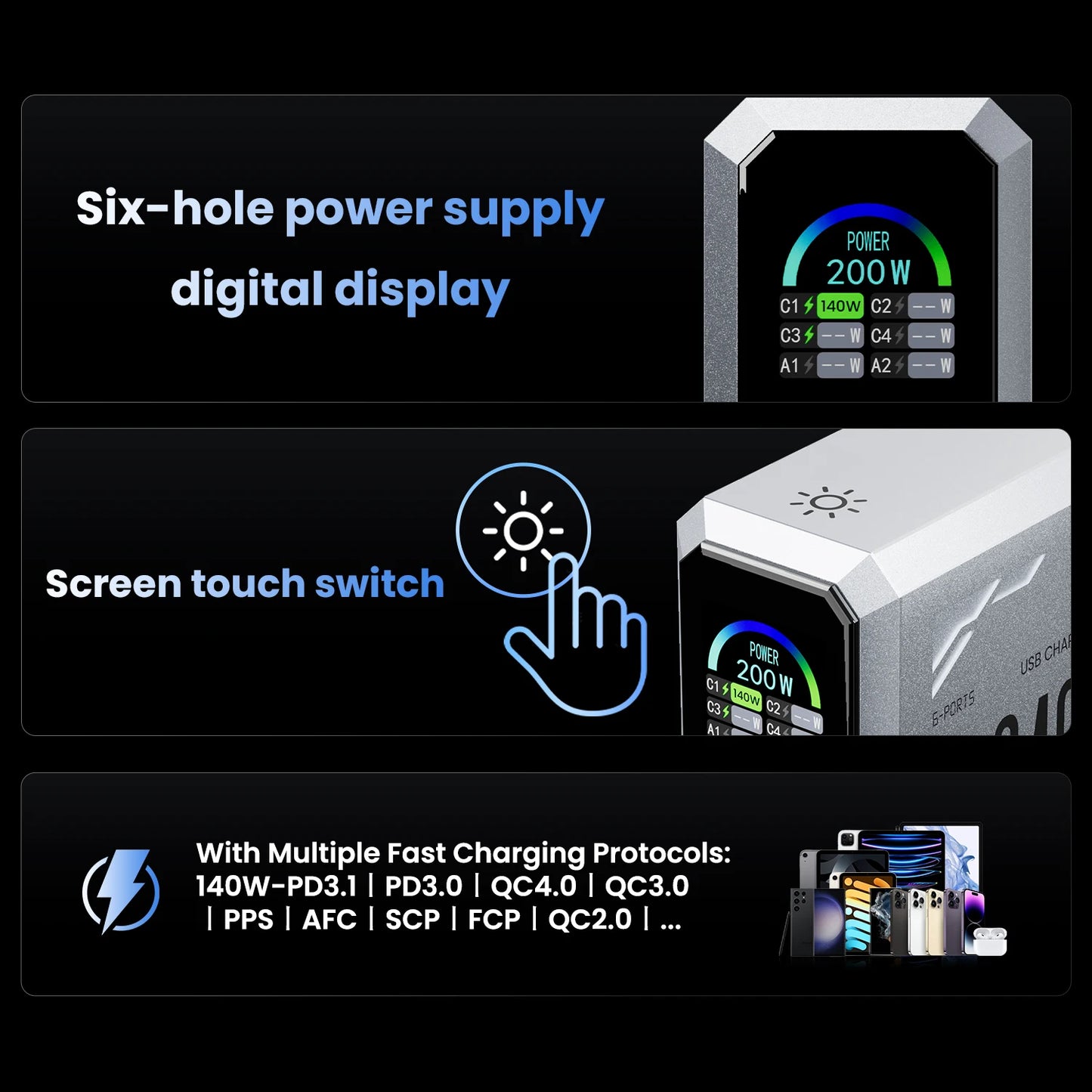 240W Digital Gan Charger